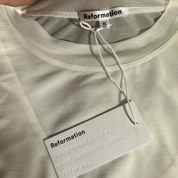 NWT Reformation Seline Knit Top Ivory M Deadstock Sheer Lightweight Long Sleeve - Picture 6 of 8